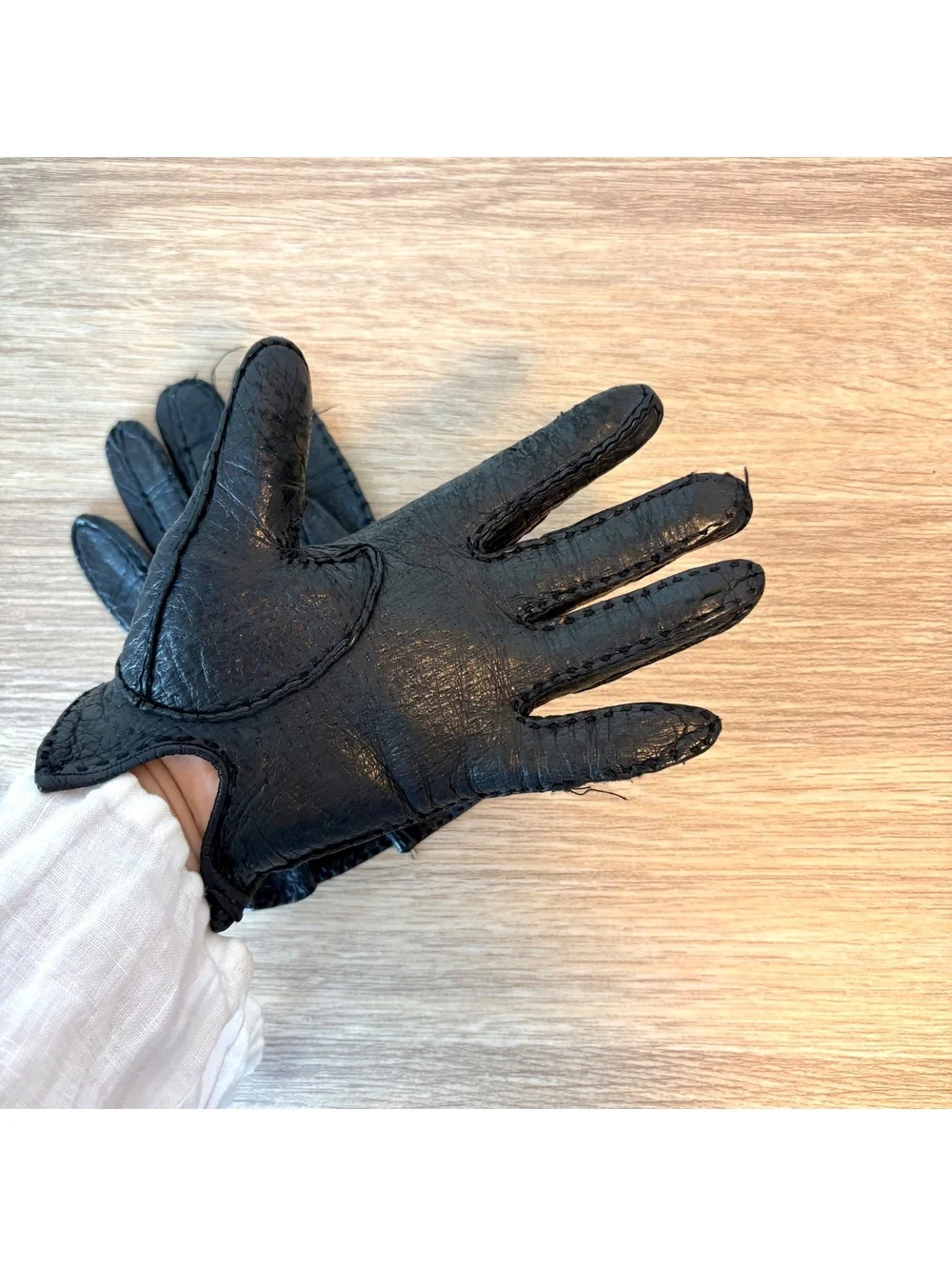 Vintage Black Genuine Leather Gloves Women’s Size 6.5 Soft Retro 1960s 1970s